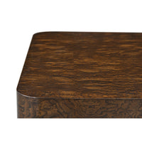 Art Deco nightstand wood texture corner detail.