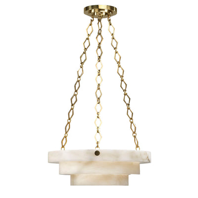 Art Deco Alabaster Chandelier with brass chains.