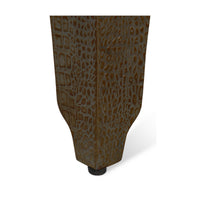 Corner leg detail of Art Deco antique green crocodile stool.