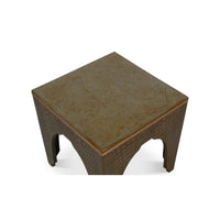 Top view of Art Deco antique green crocodile stool.