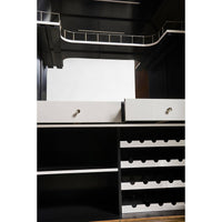 Interior shelving of Art Deco bar cabinet.