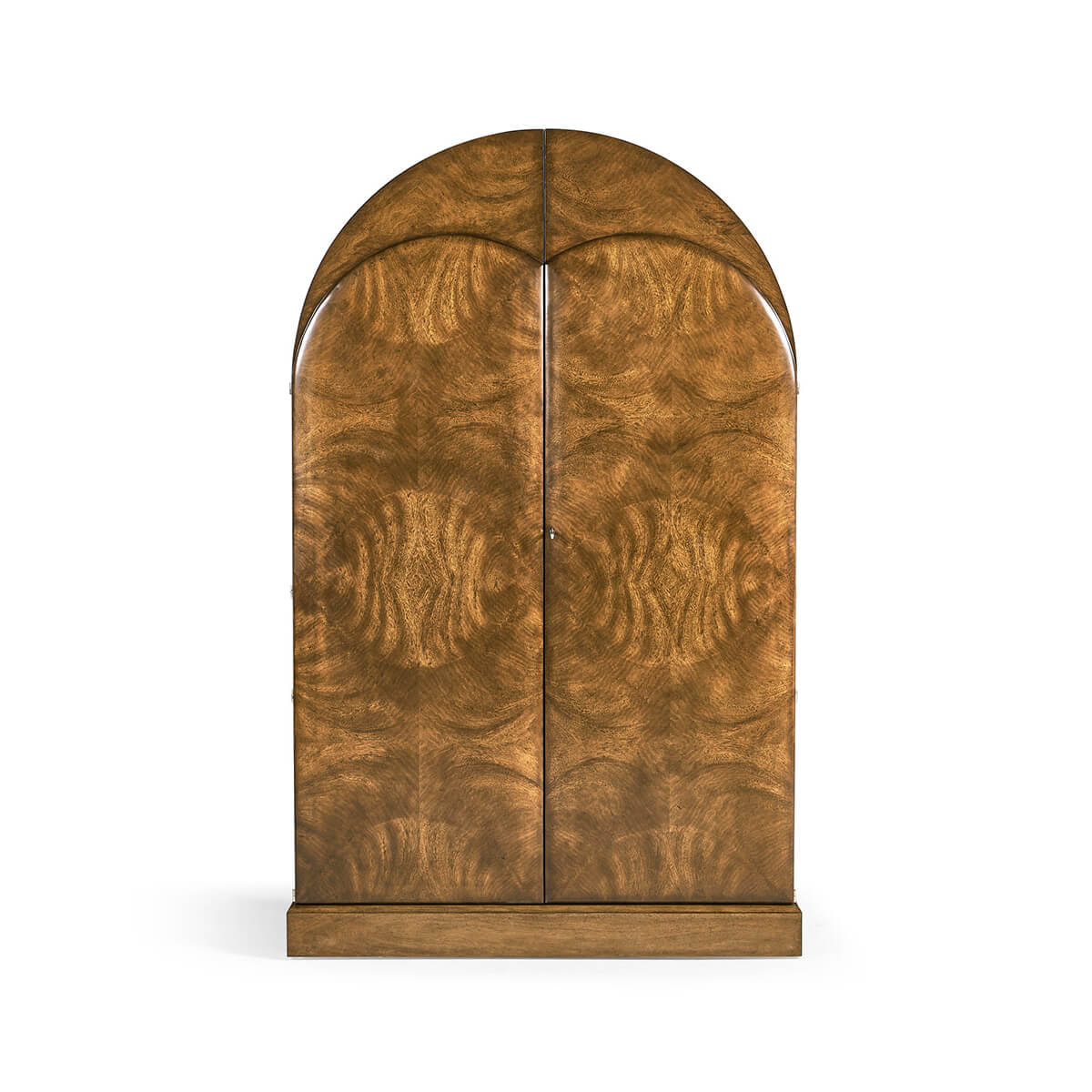 Closed Art Deco bar cabinet with arched top.