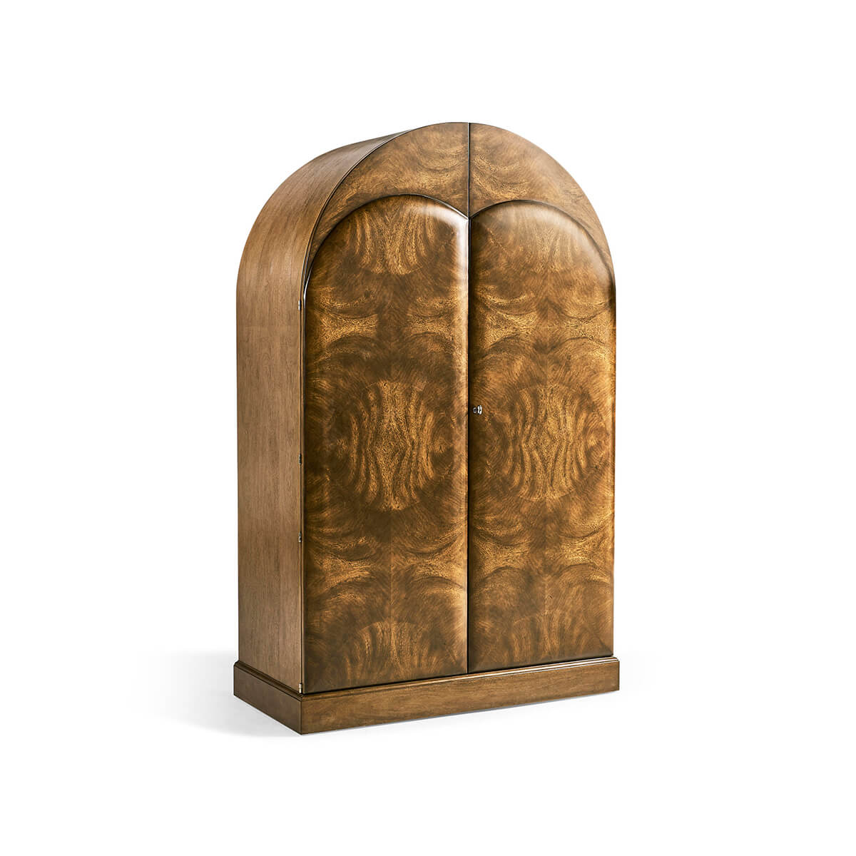 Side angle of closed Art Deco bar cabinet.
