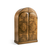 Side angle of closed Art Deco bar cabinet.