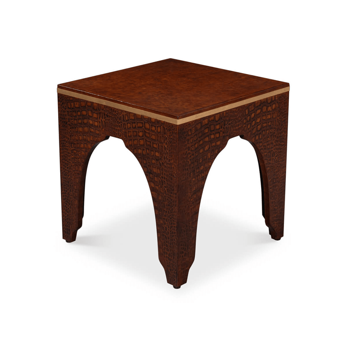 Unique arch design on textured crocodile stool.