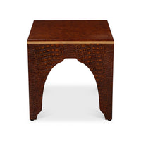Front view of brandy crocodile stool design.