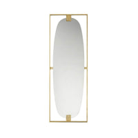 Rectangular mirror with brass frame, front view.