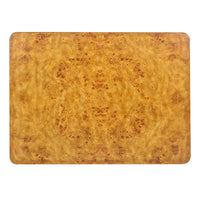 Top view of Art Deco burl coffee table surface.