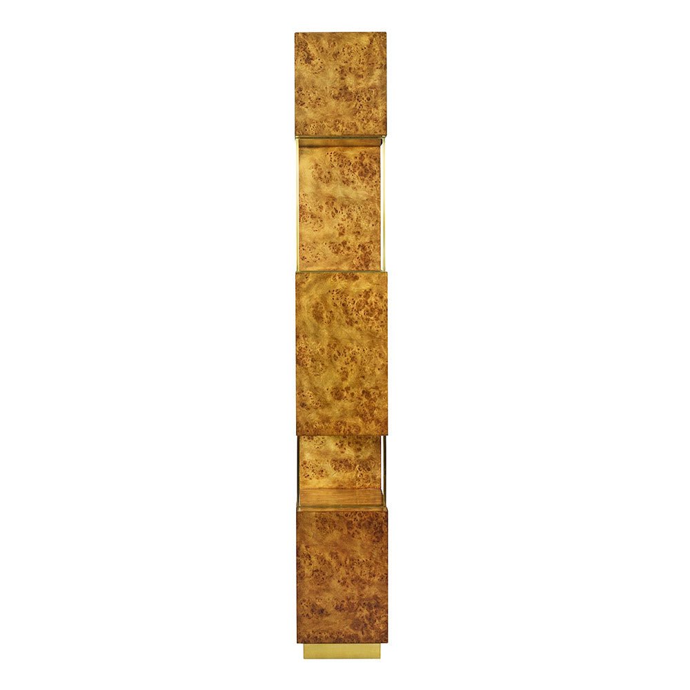 Opposite side profile of Art Deco Burl Etagere.