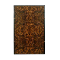 Top view of burl walnut coffee table design pattern.