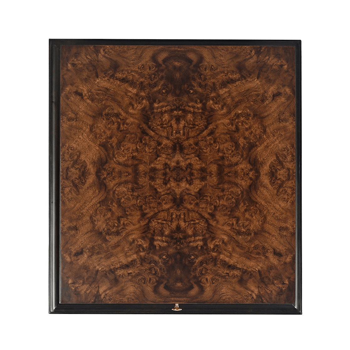Top view burl walnut pattern art deco end table.