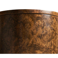 Close-up of textured wood finish on accent table.