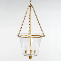 Art Deco cloche lantern, hanging with clear glass detail.