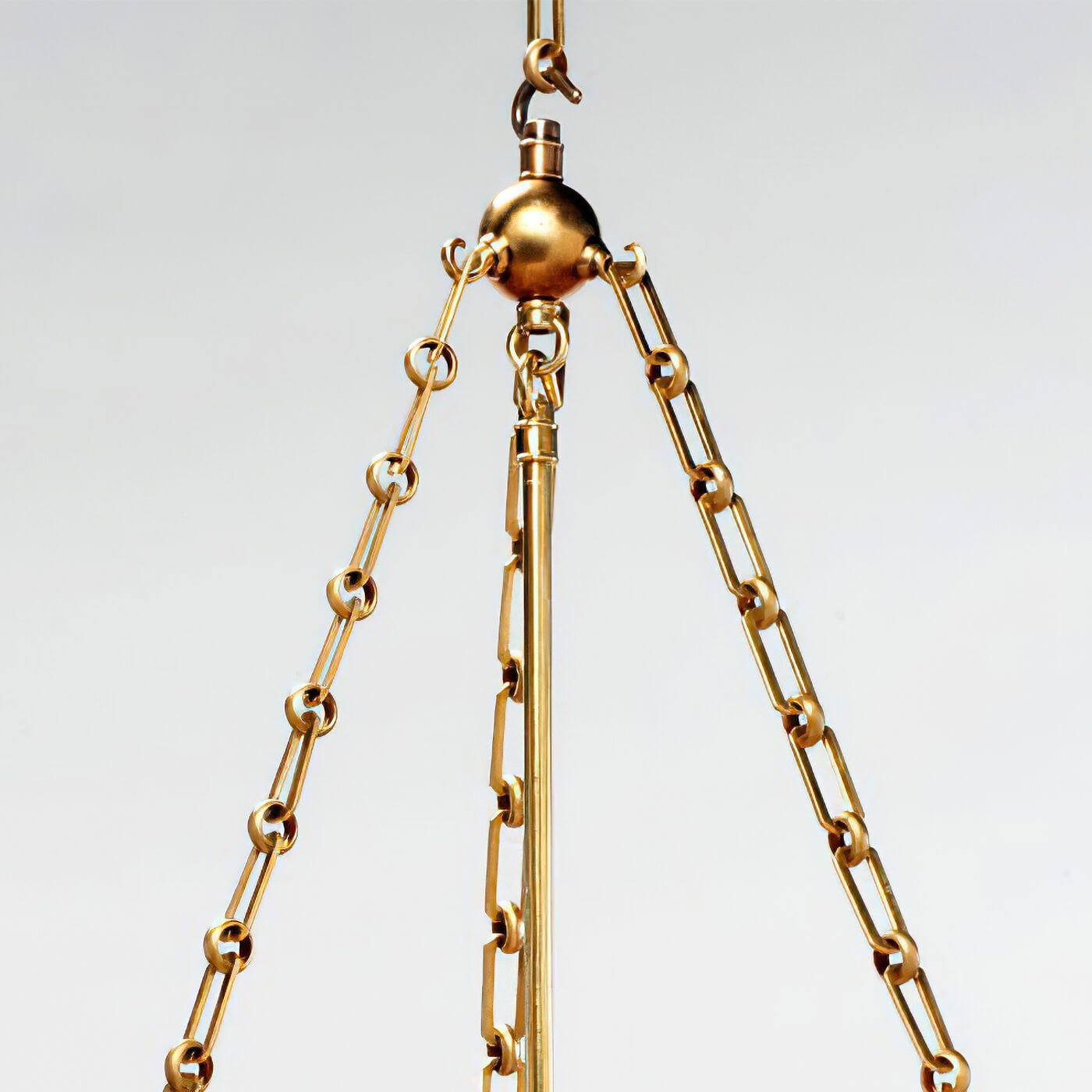 Lantern chain detail with brass fittings, Art Deco design.