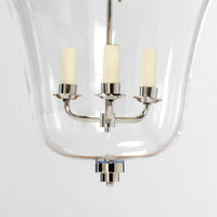 Interior view of cloche lantern's three-bulb fixture.