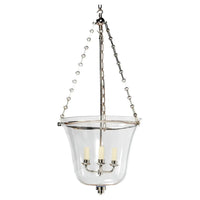 Art Deco cloche lantern close-up, nickel finish.