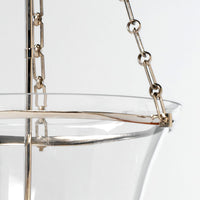 Detail of cloche lantern chain and nickel trim.