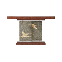 Full frontal view of Art Deco console table, decorative.