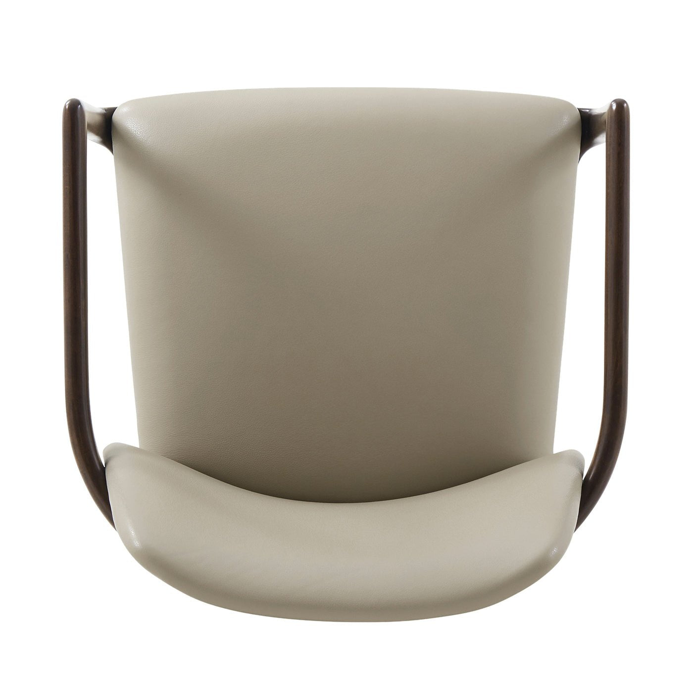 Top view of beige leather dining armchair, unique design.
