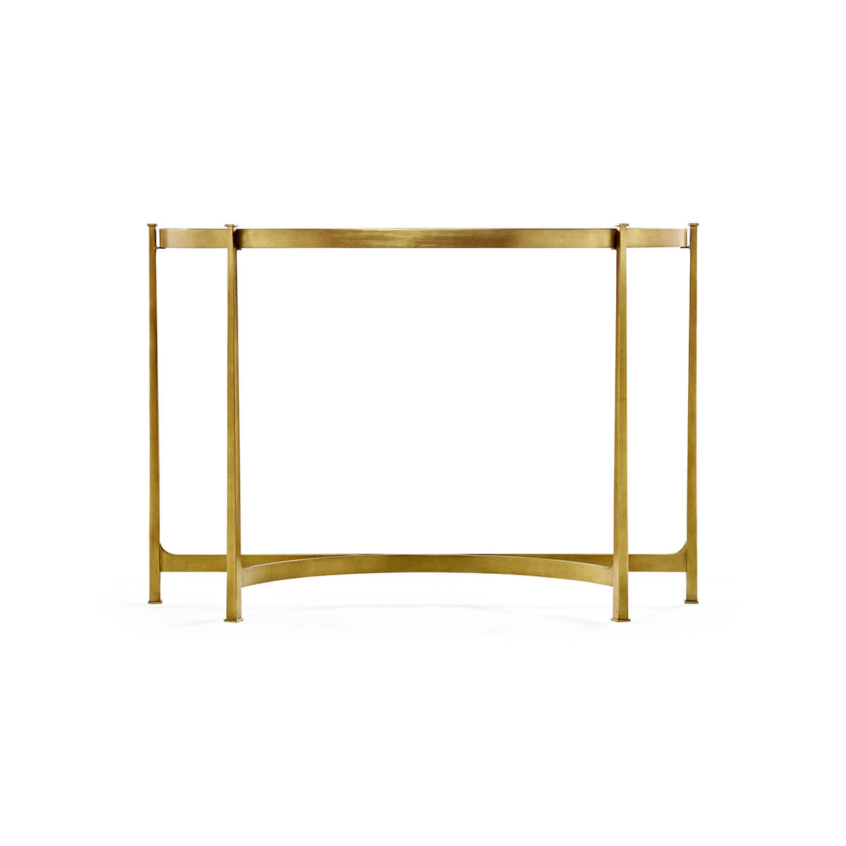 Console table brass frame, front view.