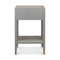 Back view of Art Deco grey nightstand.