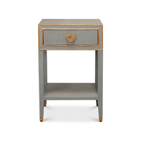 Front view of Art Deco grey nightstand.
