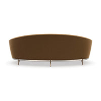 Back view of brown kidney sofa.