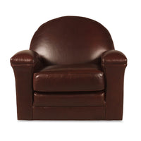 Straight front angle of leather club chair.