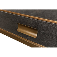 Close-up of table drawer handle and texture.