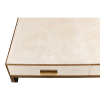 Top view showcasing coffee table's leather texture.