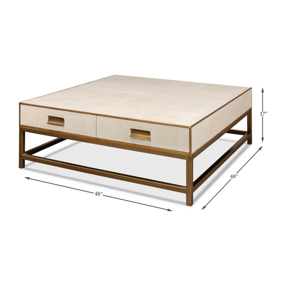 Coffee table dimensions highlighted in a side perspective.