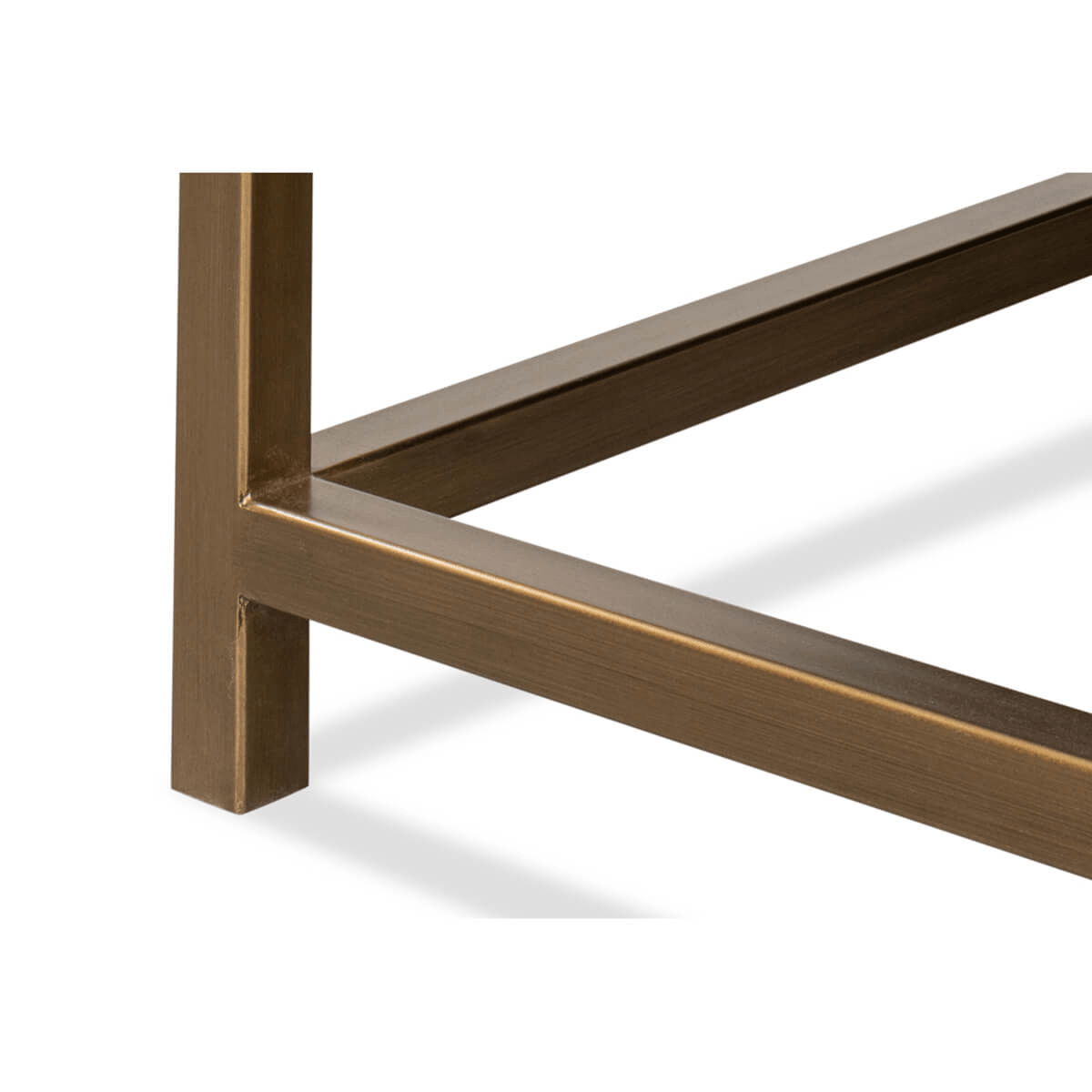 Close-up of brass table leg frame
