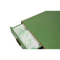 Drawers of green table, top-down view