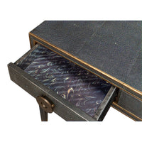 Drawer interior displaying unique lining design.