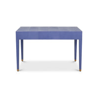 Rear view of Art Deco desk in marlin blue.