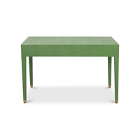 Back view of Art Deco green leather desk