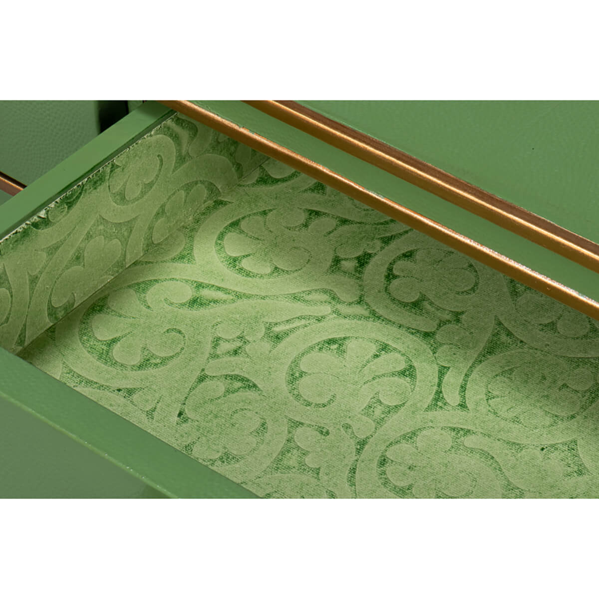 Detailed view of decorative pattern inside desk drawer