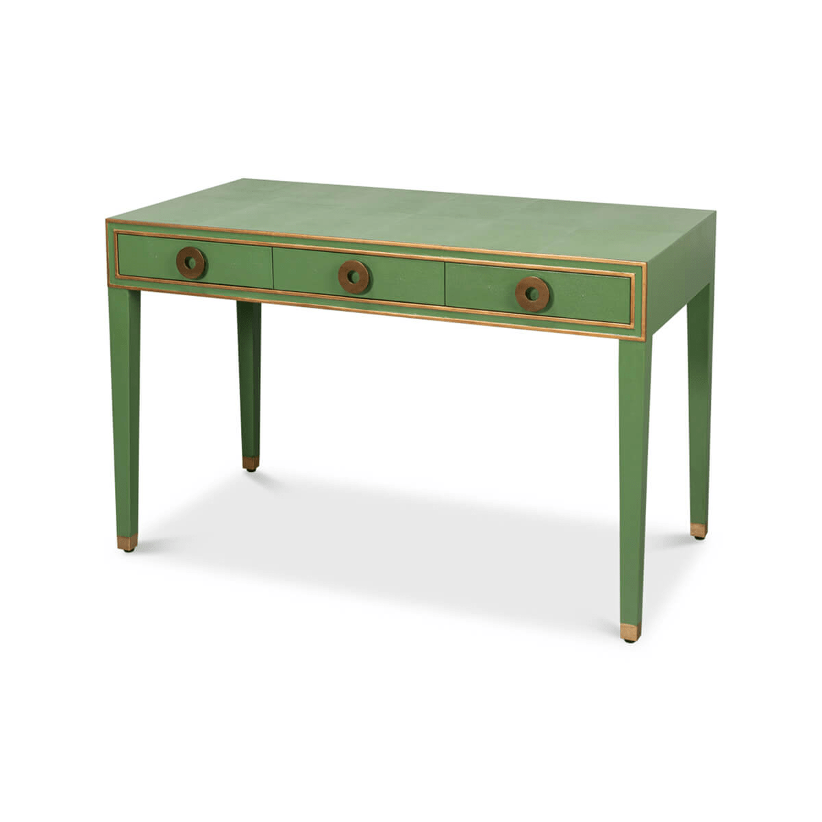 Angled view highlighting drawers of Art Deco desk