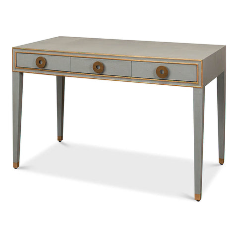 Art Deco Leather Desk - Light Grey