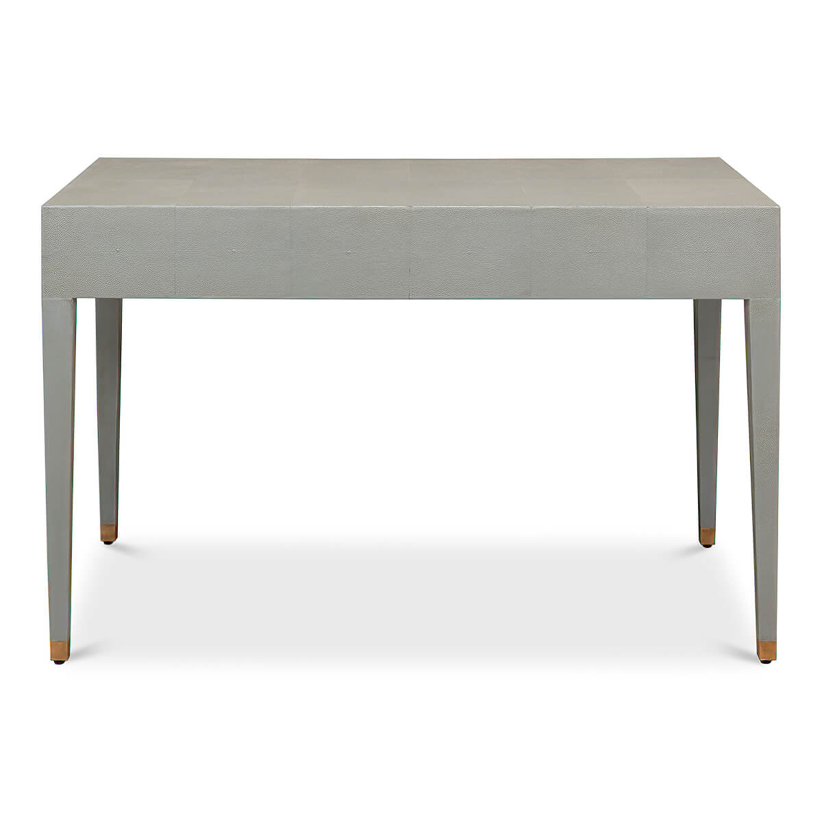 Back view of light grey Art Deco desk, sleek design.