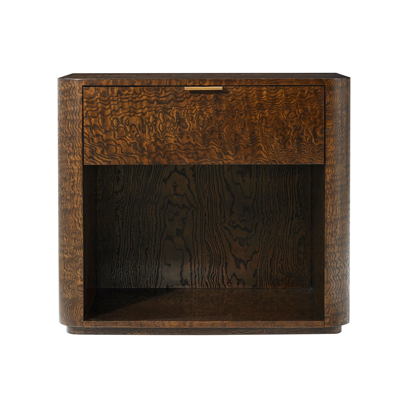 Front view of Art Deco nightstand with open space.