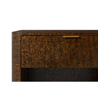 Close-up of Art Deco nightstand drawer detail.