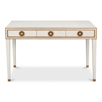 Art Deco Shagreen Leather Desk in Osprey White - additional view