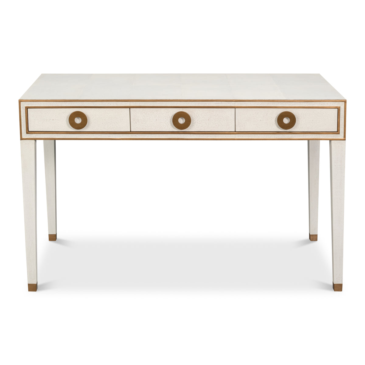 Art Deco Shagreen Leather Desk in Osprey White - additional view