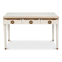 Art Deco Shagreen Leather Desk in Osprey White - additional view