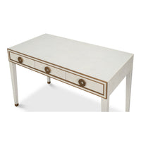 Art Deco Shagreen Leather Desk in Osprey White - additional view