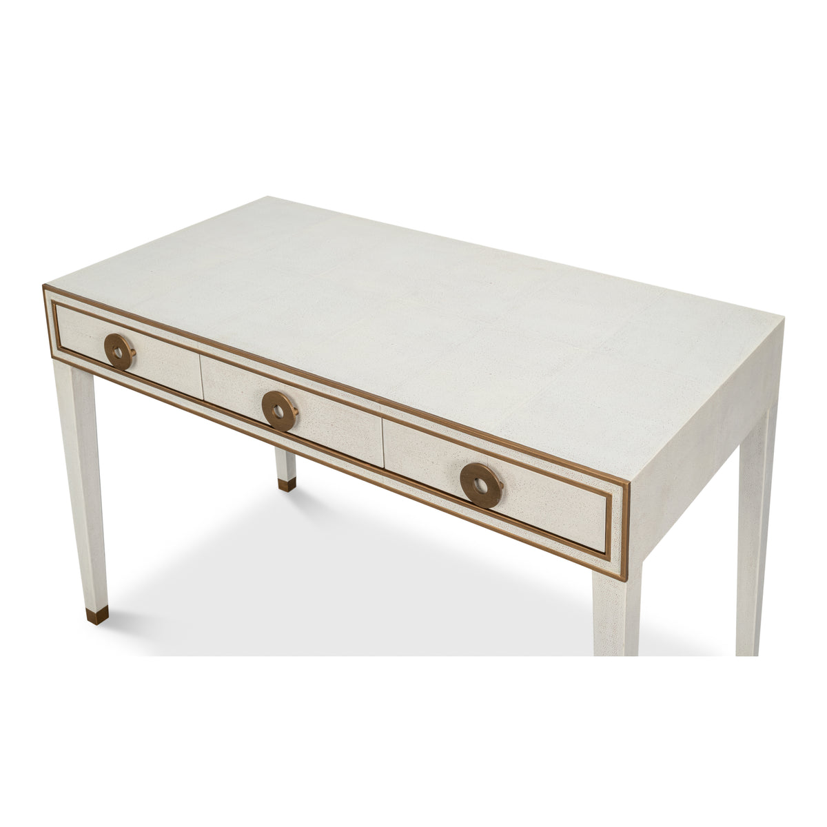 Art Deco Shagreen Leather Desk in Osprey White - additional view