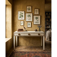 Art Deco Shagreen Leather Desk in Osprey White - additional view