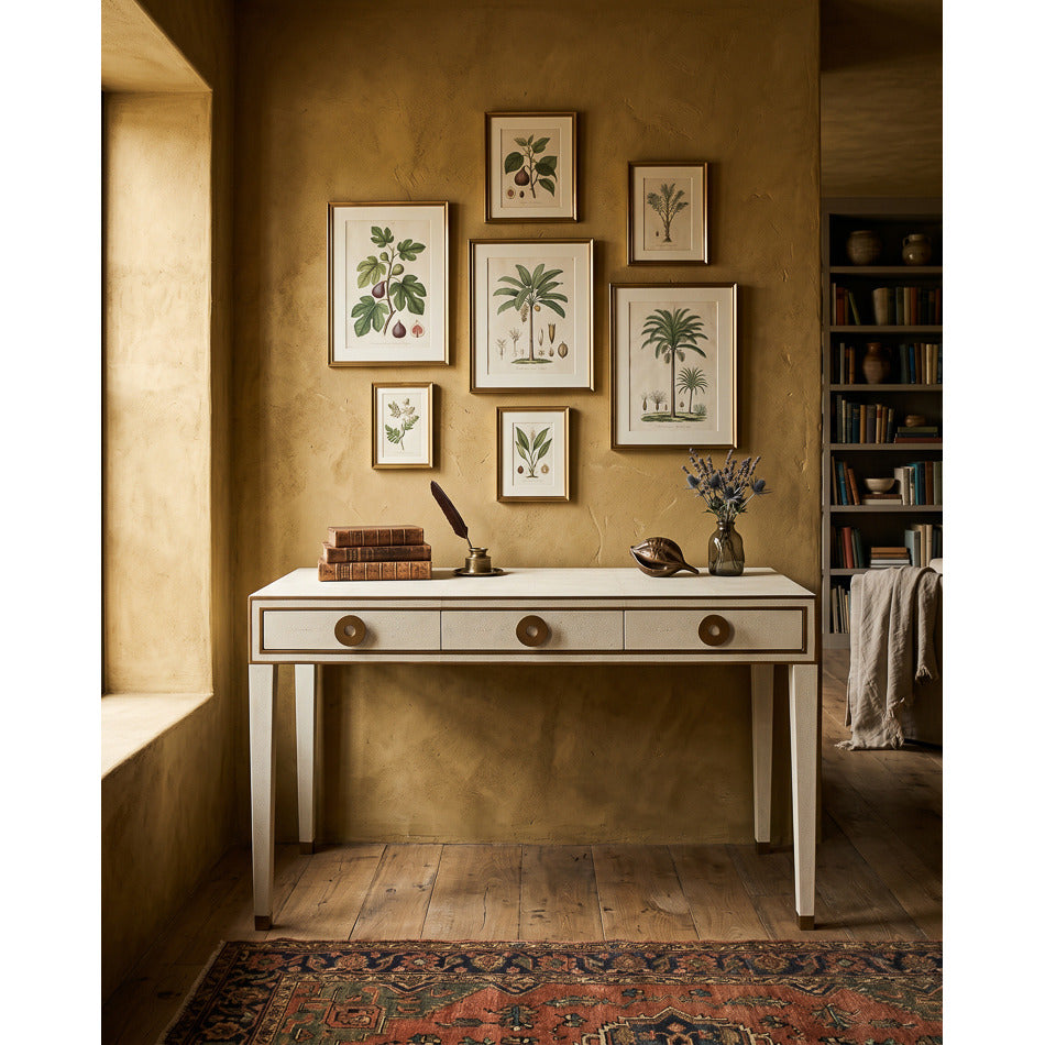 Art Deco Shagreen Leather Desk in Osprey White - additional view
