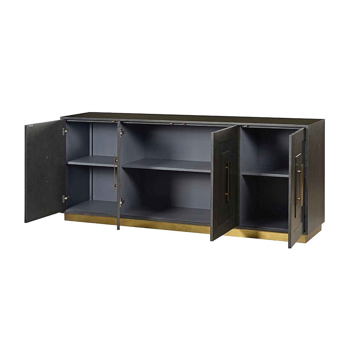 Open Art Deco Sideboard showcasing interior shelves.